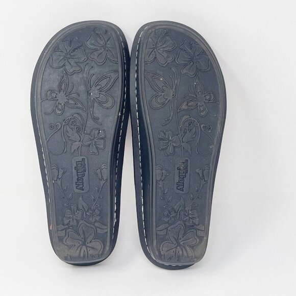 Alegria PIS-615 Red Leather Seashell Embellished Slip On Comfort Sandals Size 40 - Picture 7 of 9